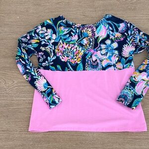 Lilly Pulitzer Floral Long Sleeve Tee - Pink and Blue